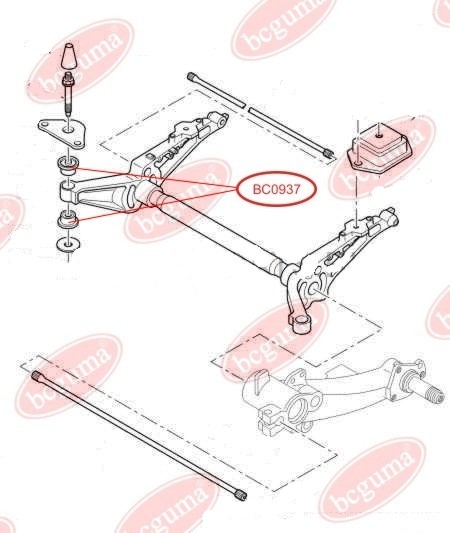 Mounting, axle beam, reinforced  "BAD ROADS"