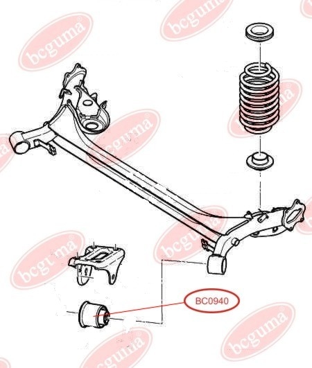 Mounting, axle beam, reinforced "BAD ROADS"