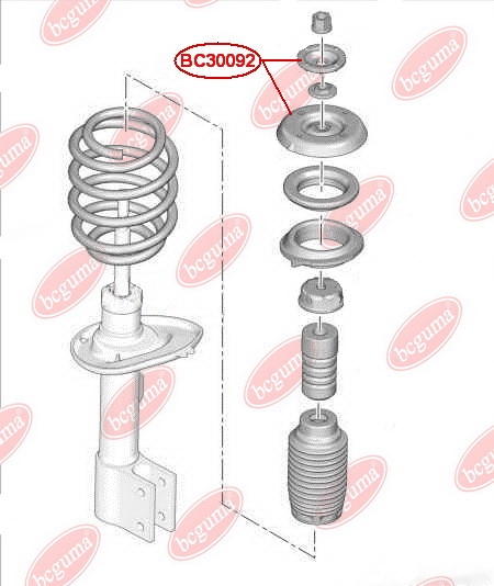 Support of shock absorber, Thrust washer shock absorber struts with Anther (BC3009 - 1pc., BC30091 - 1pc.)
